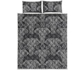 Black And White Boho Elephant Print Quilt Bed Set