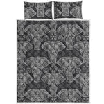 Black And White Boho Elephant Print Quilt Bed Set