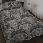 Black And White Boho Elephant Print Quilt Bed Set