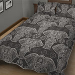 Black And White Boho Elephant Print Quilt Bed Set