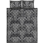 Black And White Boho Elephant Print Quilt Bed Set