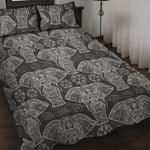Black And White Boho Elephant Print Quilt Bed Set