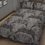 Black And White Boho Elephant Print Quilt Bed Set