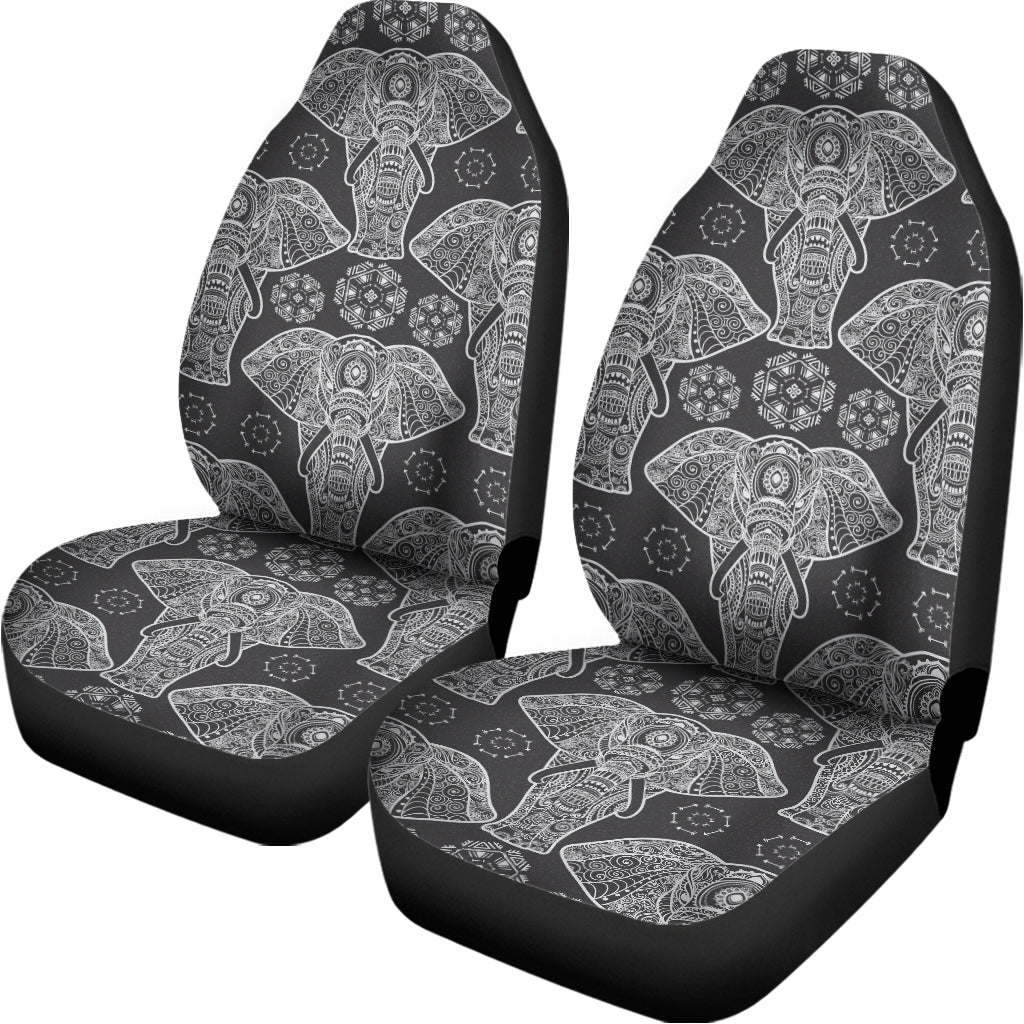 Black And White Boho Elephant Print Universal Fit Car Seat Covers