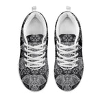 Black And White Boho Elephant Print White Sneakers
