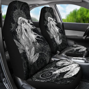 Black And White Boho Horse Universal Fit Car Seat Covers GearFrost