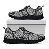 Black And White Boho Mandala Print Black Sneakers