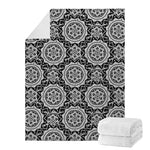 Black And White Boho Mandala Print Blanket