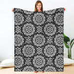 Black And White Boho Mandala Print Blanket