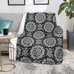 Black And White Boho Mandala Print Blanket