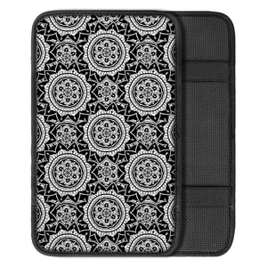 Black And White Boho Mandala Print Car Center Console Cover