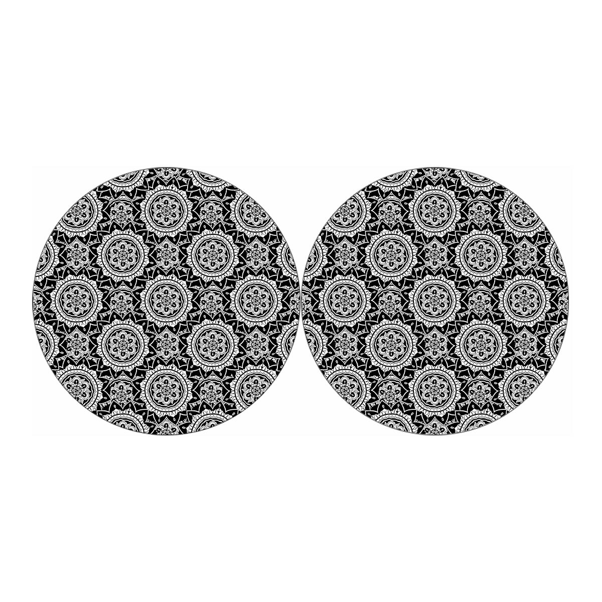 Black And White Boho Mandala Print Car Coasters