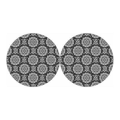 Black And White Boho Mandala Print Car Coasters