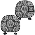 Black And White Boho Mandala Print Car Headrest Covers
