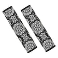Black And White Boho Mandala Print Car Seat Belt Covers
