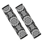 Black And White Boho Mandala Print Car Seat Belt Covers