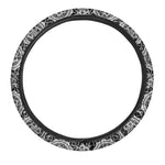 Black And White Boho Mandala Print Car Steering Wheel Cover