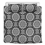 Black And White Boho Mandala Print Duvet Cover Bedding Set