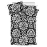 Black And White Boho Mandala Print Duvet Cover Bedding Set