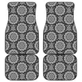Black And White Boho Mandala Print Front and Back Car Floor Mats