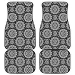 Black And White Boho Mandala Print Front and Back Car Floor Mats