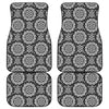 Black And White Boho Mandala Print Front and Back Car Floor Mats