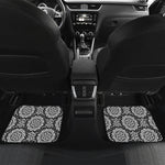 Black And White Boho Mandala Print Front and Back Car Floor Mats