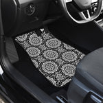 Black And White Boho Mandala Print Front Car Floor Mats