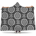 Black And White Boho Mandala Print Hooded Blanket