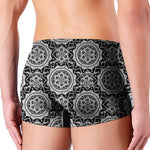 Black And White Boho Mandala Print Men's Boxer Briefs