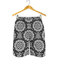 Black And White Boho Mandala Print Men's Shorts
