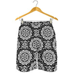 Black And White Boho Mandala Print Men's Shorts