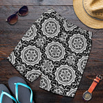 Black And White Boho Mandala Print Men's Shorts