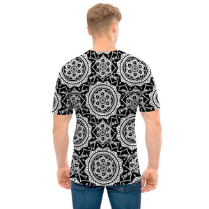 Black And White Boho Mandala Print Men's T-Shirt