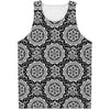 Black And White Boho Mandala Print Men's Tank Top