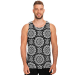 Black And White Boho Mandala Print Men's Tank Top