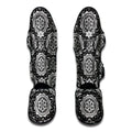 Black And White Boho Mandala Print Muay Thai Shin Guards