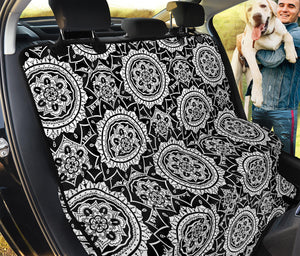 Black And White Boho Mandala Print Pet Car Back Seat Cover