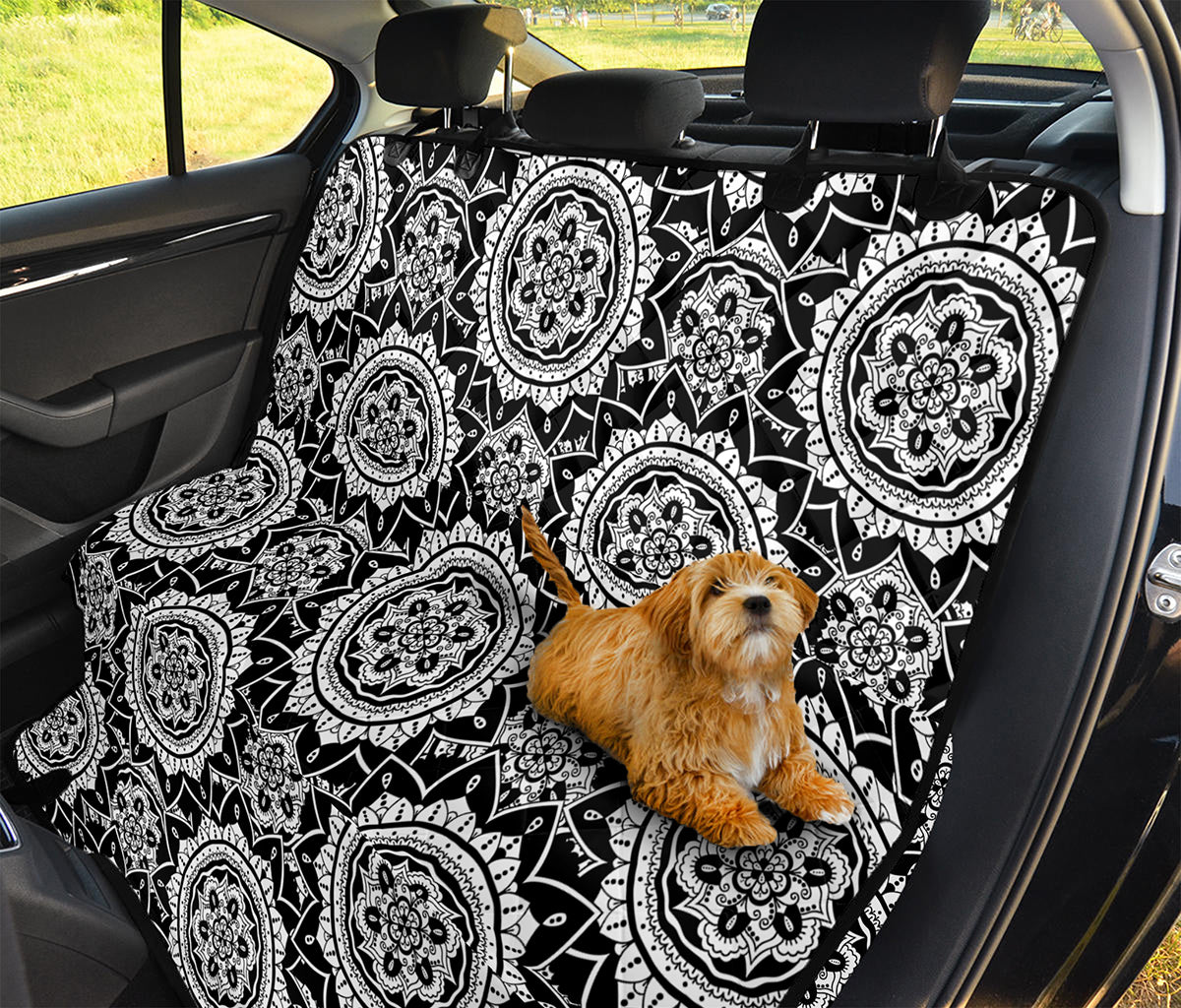 Black And White Boho Mandala Print Pet Car Back Seat Cover