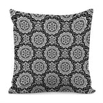 Black And White Boho Mandala Print Pillow Cover