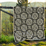 Black And White Boho Mandala Print Quilt