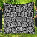 Black And White Boho Mandala Print Quilt