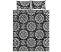 Black And White Boho Mandala Print Quilt Bed Set