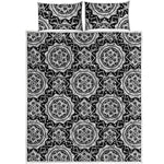 Black And White Boho Mandala Print Quilt Bed Set