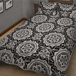 Black And White Boho Mandala Print Quilt Bed Set