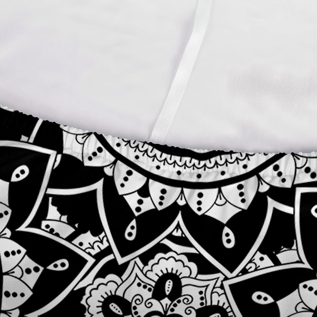 Black And White Boho Mandala Print Sofa Cover