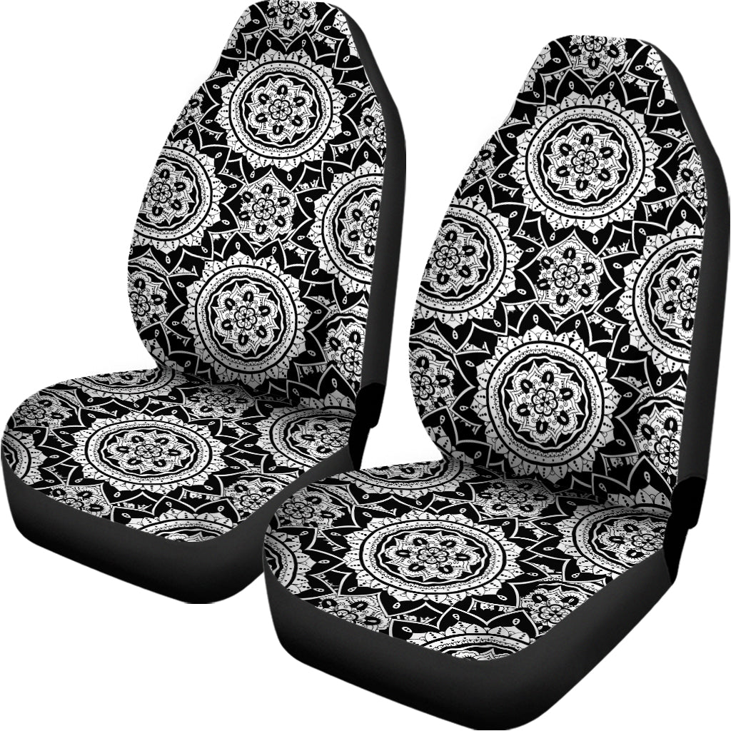 Black And White Boho Mandala Print Universal Fit Car Seat Covers