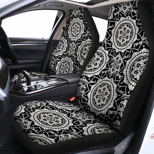 Black And White Boho Mandala Print Universal Fit Car Seat Covers