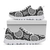 Black And White Boho Mandala Print White Sneakers