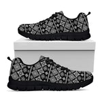Black And White Boho Tribal Print Black Sneakers